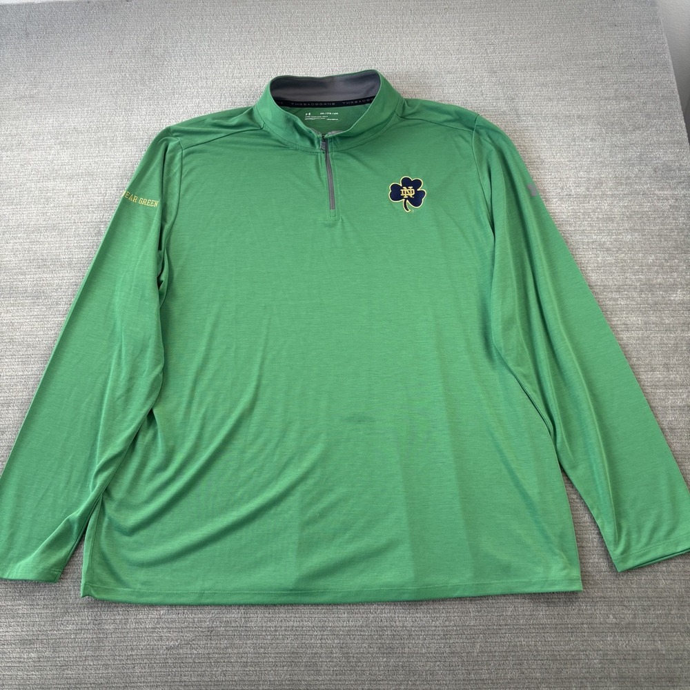 Notre Dame Under Armour Quarter Zip Pullover Mens 3XL Irish Green Threadborne